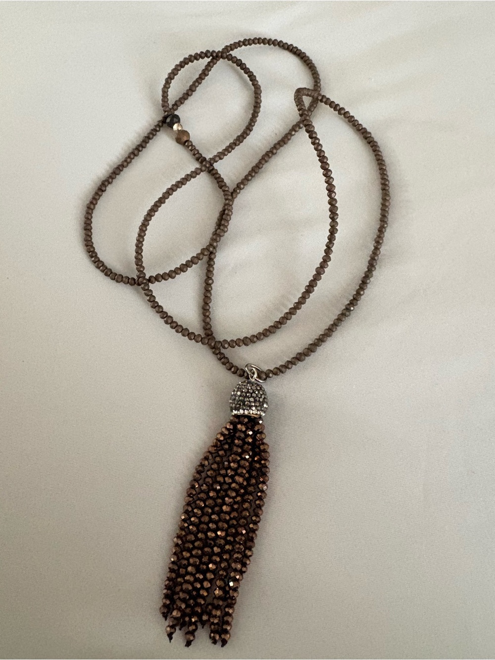 Brown Beaded Tassel Necklace - Women Jewelry